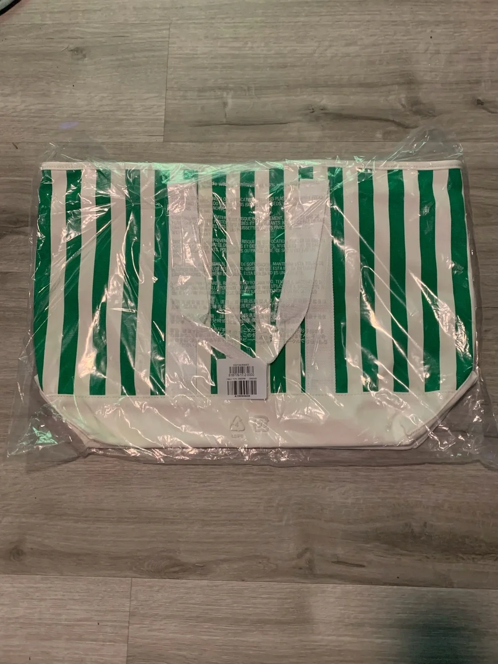 New Old Navy Green & Cream Striped Tote Bag